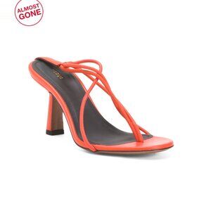 NEOUS Orange Made In Italy Leather Gloas Heeled Sandals